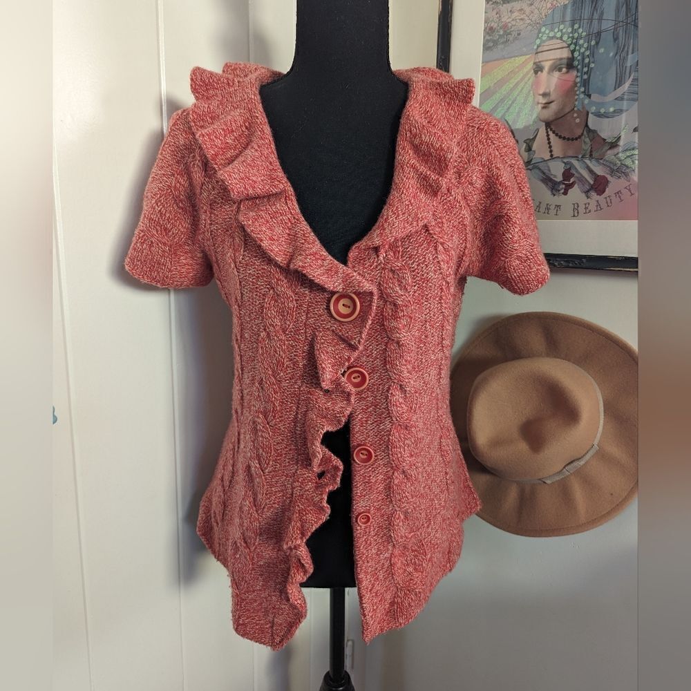 Sleeping on Snow Red Ruffle Cardigan MD Cottagecore Countryside Clown Boho